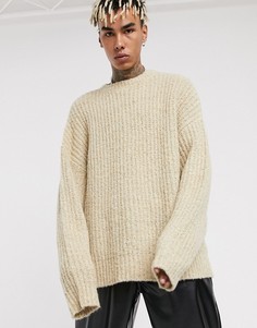 Бежевый oversize-джемпер крупной вязки ASOS DESIGN