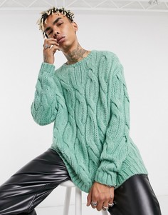 Лаймово-зеленый джемпер с объемными косами ASOS DESIGN