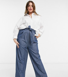 Синие джинсы с широкими штанинами Elvi Plus-Голубой