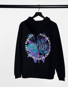 Худи с цветочным принтом и надписью ASOS DESIGN-Черный