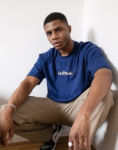 Синяя оversized-футболка с принтом ASOS DESIGN-Голубой