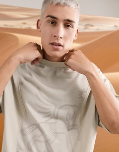 Бежевая oversized-футболка с принтом и вставками ASOS DESIGN-Коричневый