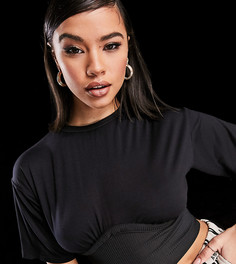 Черная укороченная футболка с корсетом As You-Черный