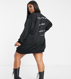 Черное короткое платье-свитшот в стиле oversized с надписью State of Mind ASOS DESIGN Curve-Черный