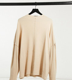 Бежевая oversized-водолазка из вафельного трикотажа ASOS DESIGN Plus-Бежевый