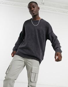 Серый выбеленный свитшот Bershka