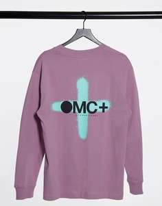Фиолетовый лонгслив с принтом на спине Topman