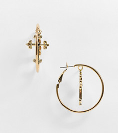 Эксклюзивные золотистые серьги-кольца DesignB London-Серебряный