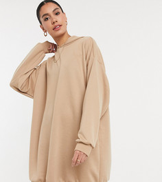 Бежевое короткое платье-худи в стиле oversized ASOS DESIGN Tall-Коричневый