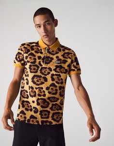 Светло-коричневое поло с леопардовым принтом Lacoste x National Geographic-Светло-коричневый