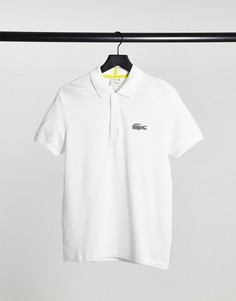 Белое поло с фирменным логотипом в виде крокодила с зебровым принтом Lacoste x National Geographic-Белый