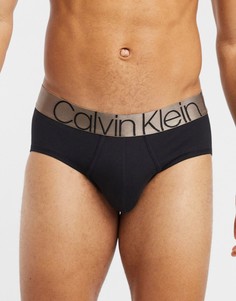 Черные трусы из хлопка с эластичным поясом с эффектом «металлик» Calvin Klein-Черный