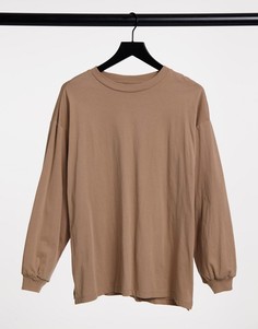Oversized-лонгслив песочного цвета с манжетами ASOS DESIGN-Бежевый
