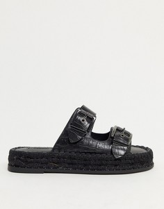 Черные шлепанцы с пряжками Topshop-Черный