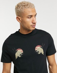 Черная футболка с зеркальным принтом птицы ASOS DESIGN-Черный