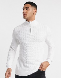Белый легкий облегающий джемпер с короткой молнией ASOS DESIGN