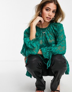 Ярусный топ из полупрозрачной ткани с рисунком «зигзаг» ASOS DESIGN-Зеленый