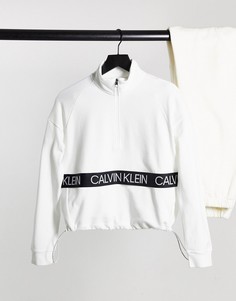 Белый свитер с короткой молнией Calvin Klein Performance