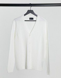 Белый трикотажный кардиган со смешанным узором в рубчик ASOS DESIGN