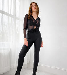 Черные матовые леггинсы с широким поясом ASOS DESIGN Tall-Черный