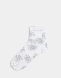 Белые сетчатые носки со снежинками ASOS DESIGN-Белый