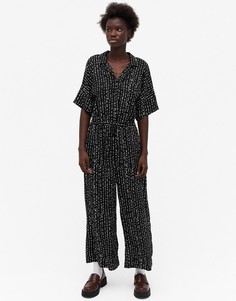 Черно-бежевый комбинезон с короткими рукавами Monki Kalolo