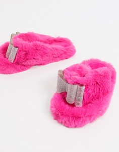 Ярко-розовые слиперы с отделкой стразами Public Desire Bunnie-Розовый