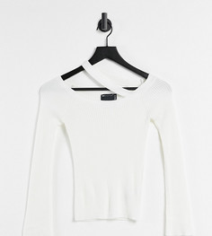 Белый джемпер с открытыми плечами и лямкой ASOS DESIGN Petite