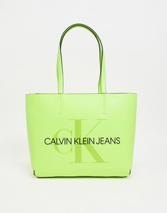 Желтая сумка-тоут с большим логотипом Calvin Klein Jeans-Желтый