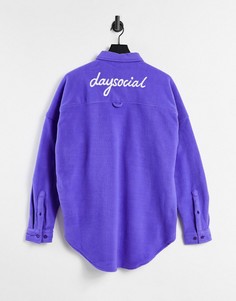 Фиолетовая флисовая рубашка в стиле oversized с заниженной линией плеч ASOS Daysocial-Фиолетовый