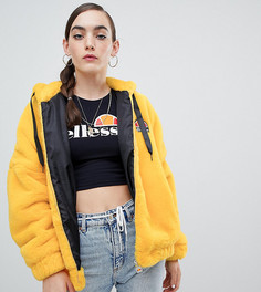 Oversize-худи с вышитым логотипом и искусственным мехом Ellesse-Желтый