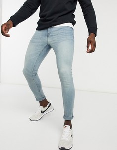 Супероблегающие джинсы до щиколотки выбеленного голубого винтажного оттенка ASOS DESIGN-Голубой