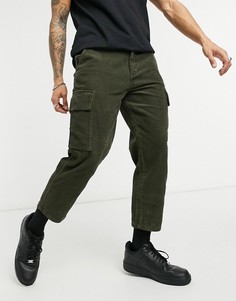 Укороченные вельветовые брюки в утилитарном стиле цвета хаки Another Influence (от комплекта)-Зеленый