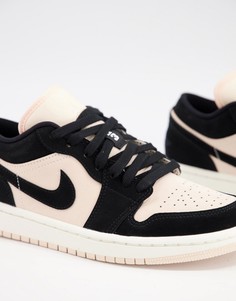 Низкие кроссовки черного и кремового цвета Nike Air Jordan 1-Кремовый