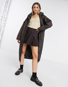 Коричневая стеганая парка с капюшоном ASOS DESIGN-Коричневый