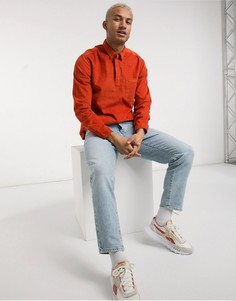 Темно-оранжевая вельветовая рубашка без застежки в стиле регби ASOS DESIGN-Оранжевый