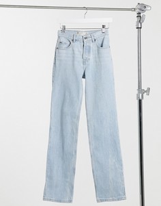 Выбеленные прямые джинсы в стиле 90-х с классической талией ASOS DESIGN-Голубой