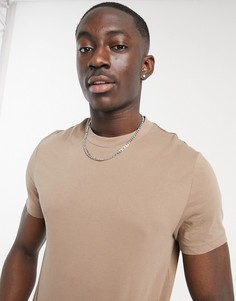 Коричневая футболка из органического хлопка с круглым вырезом ASOS DESIGN-Коричневый