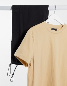 Бежевая футболка из органического хлопка с круглым вырезом ASOS DESIGN-Бежевый