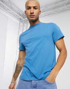 Синяя футболка из органического хлопка с круглым вырезом ASOS DESIGN-Голубой