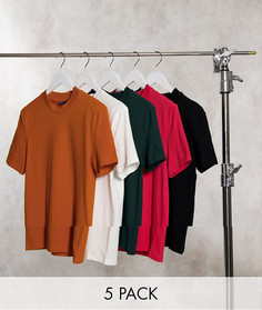 Облегающая футболка из органического хлопка ASOS DESIGN - Комплект из 5 шт.-Мульти