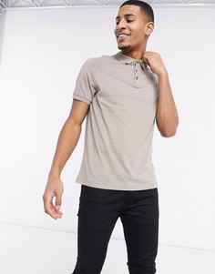 Серо-бежевое поло из органического хлопка ASOS DESIGN-Бежевый