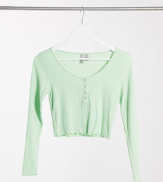 Светло-зеленый топ на кнопках с длинными рукавами ASOS DESIGN Petite