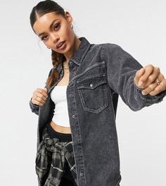 Черная выбеленная oversized-рубашка Missguided Petite-Черный