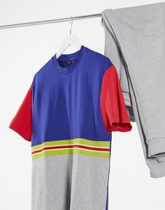 Свободная футболка из органического материала в стиле колор-блок с лентами ASOS DESIGN-Серый