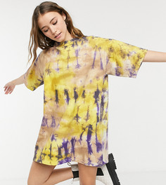 Платье-футболка oversized с узором тай-дай из органического хлопка Damson Madder-Многоцветный