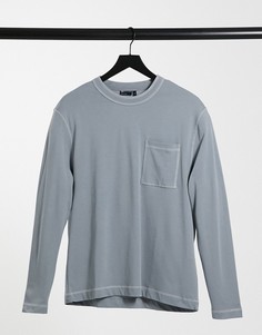 Серый свободный лонгслив с декоративной строчкой и карманом ASOS DESIGN