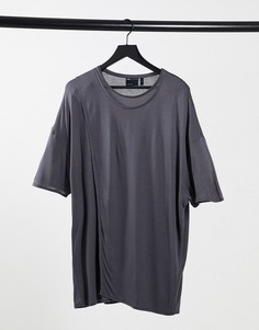Черная выбеленная oversized-футболка из вискозы с запахом ASOS DESIGN-Серый