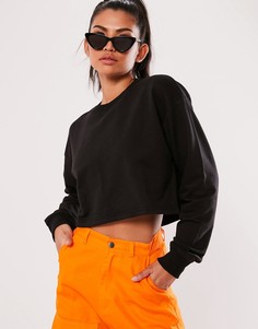 Классический укороченный свитшот черного цвета с длинными рукавами Missguided-Черный