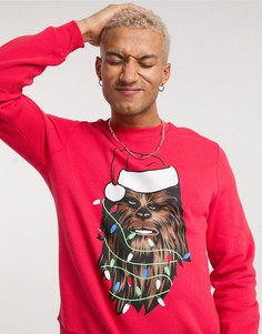 Красный новогодний свитшот с принтом Чубакки ASOS DESIGN